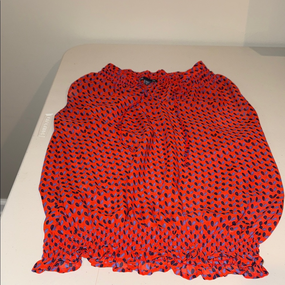 GAP Red and Black Polka Dot Blouse sheer